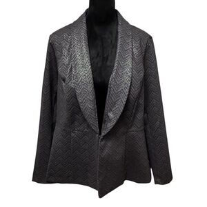 NWT Torrid Black/Silver Chevron Stretch Peplum Blazer Size 3X(22/24).